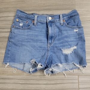 LEVI STRAUSS & CO Women's Blue Distressed Denim Shorts